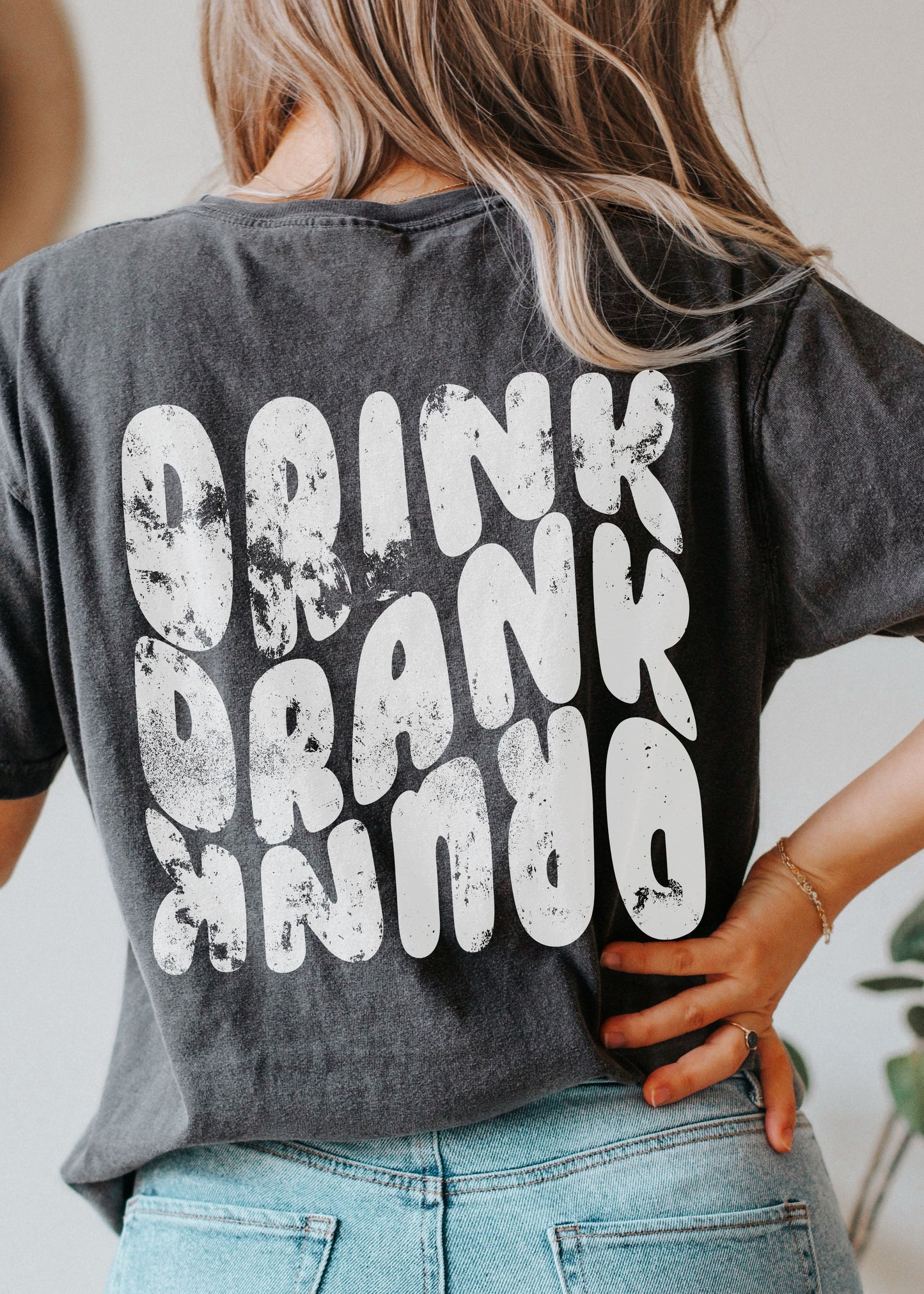 *Drink Drank Drunk Back Design Tee *5 Colors (S-4X)