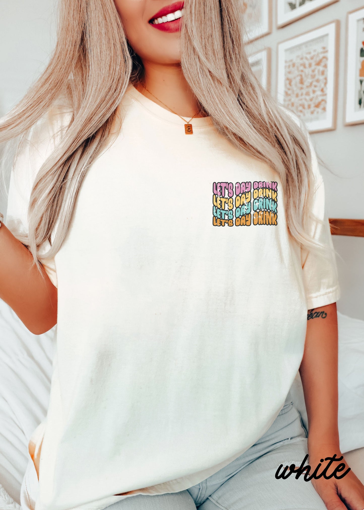 *Let's Day Drink Back Design Tee *5 Colors (S-4X)