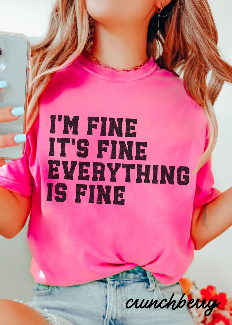 *Comfort Colors Everything is Fine University Tee *5 Colors (S-4X)