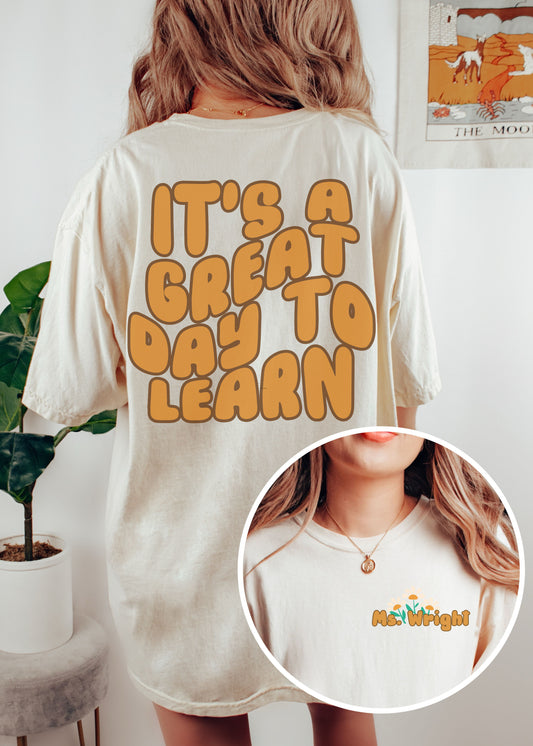 *Personalized Good Day to Learn Back Print Tee *8 Colors (S-4X)