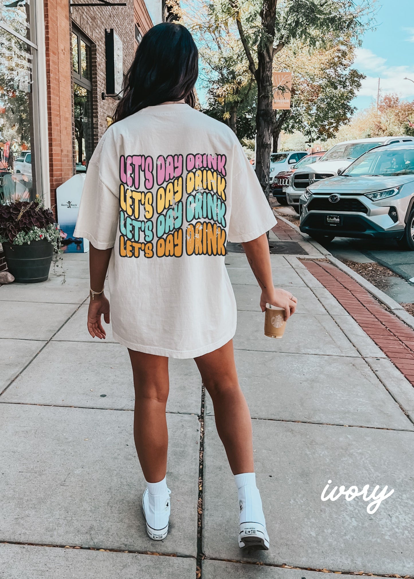 *Let's Day Drink Back Design Tee *5 Colors (S-4X)