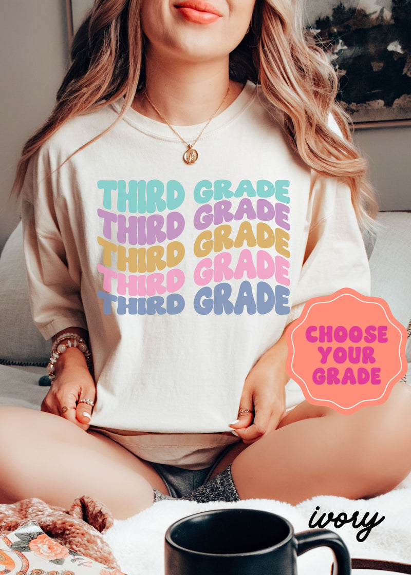 *Personalized Grade Wavy Tee *7 Colors (S-4X)