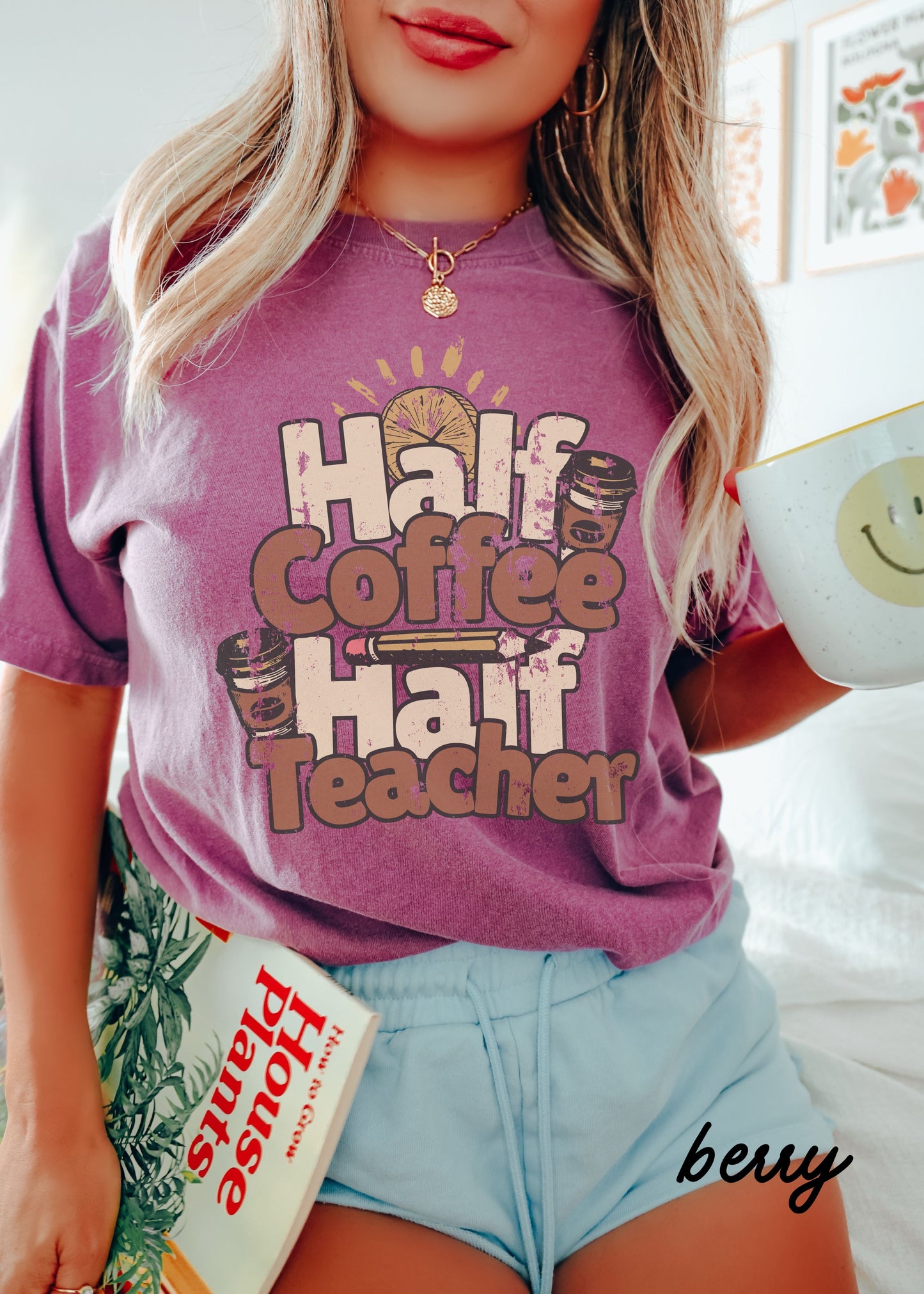 *Half Coffee Half Teacher Tee *8 Colors (S-4X)