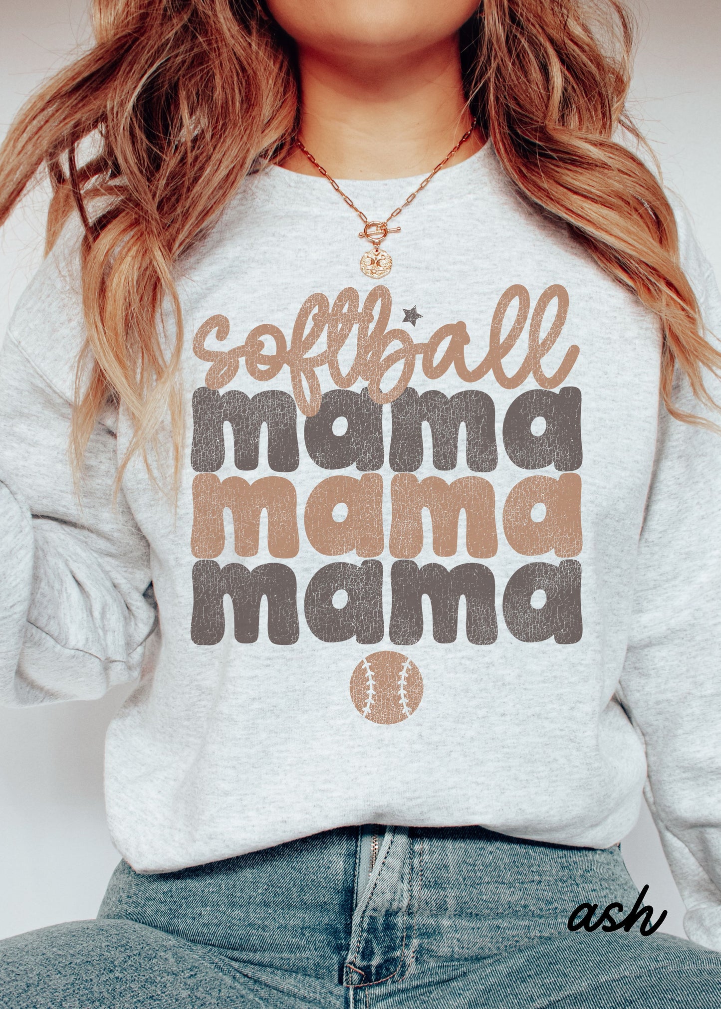 *SOFTBALL Mama Two Toned Sweatshirt *4 Colors (S-5X)