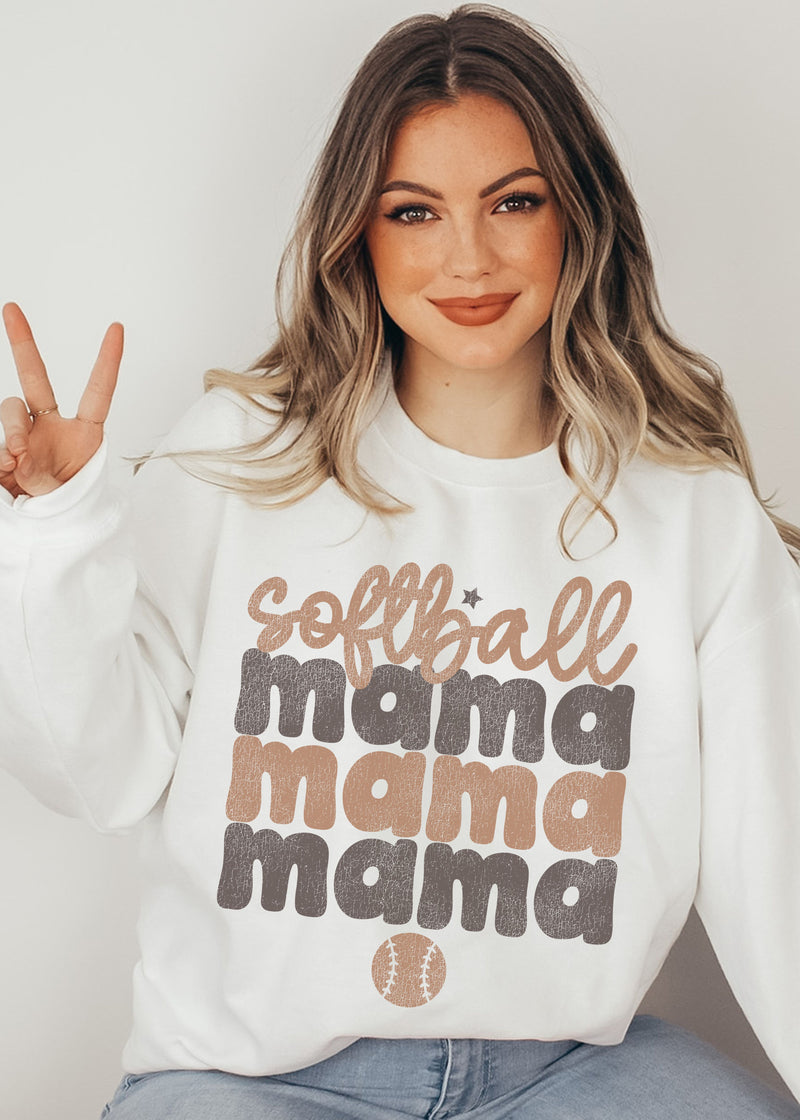 *SOFTBALL Mama Two Toned Sweatshirt *4 Colors (S-5X)