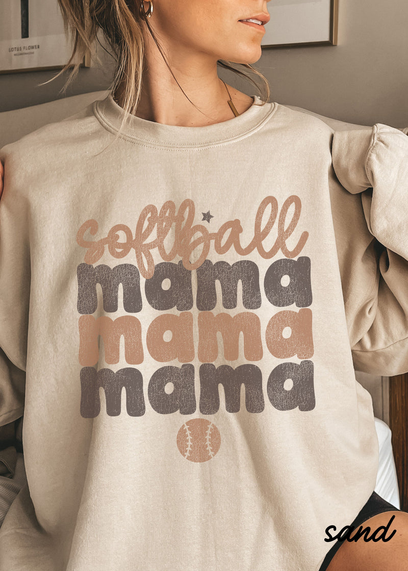 *SOFTBALL Mama Two Toned Sweatshirt *4 Colors (S-5X)