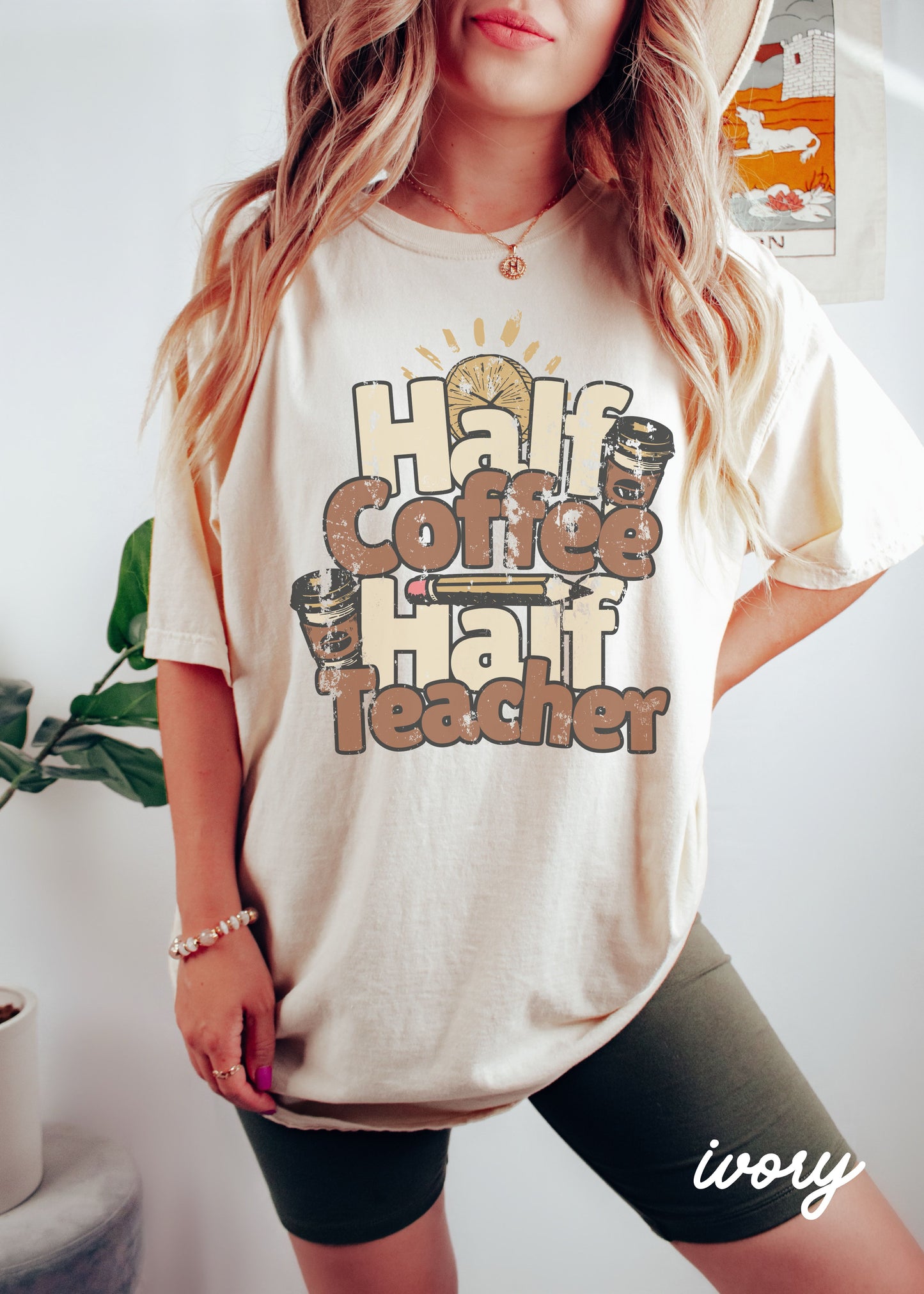*Half Coffee Half Teacher Tee *8 Colors (S-4X)