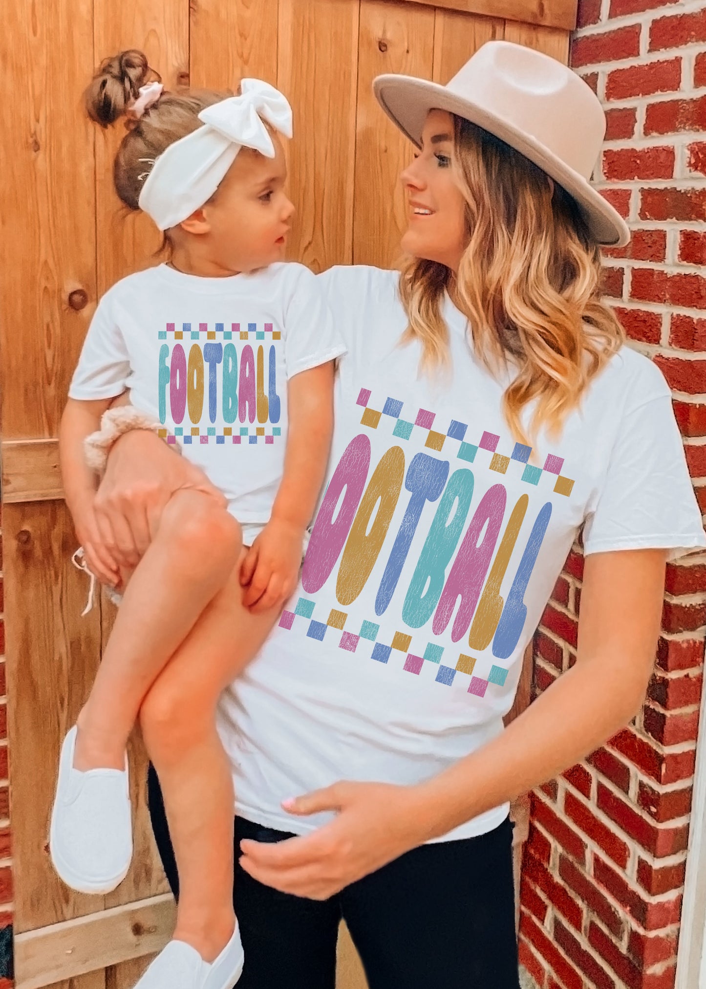 *Youth FOOTBALL Checkered Tee *6 Colors (XS-XL)