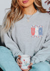*Retro Checkered USA Sweatshirt *2 Colors (S-5X)