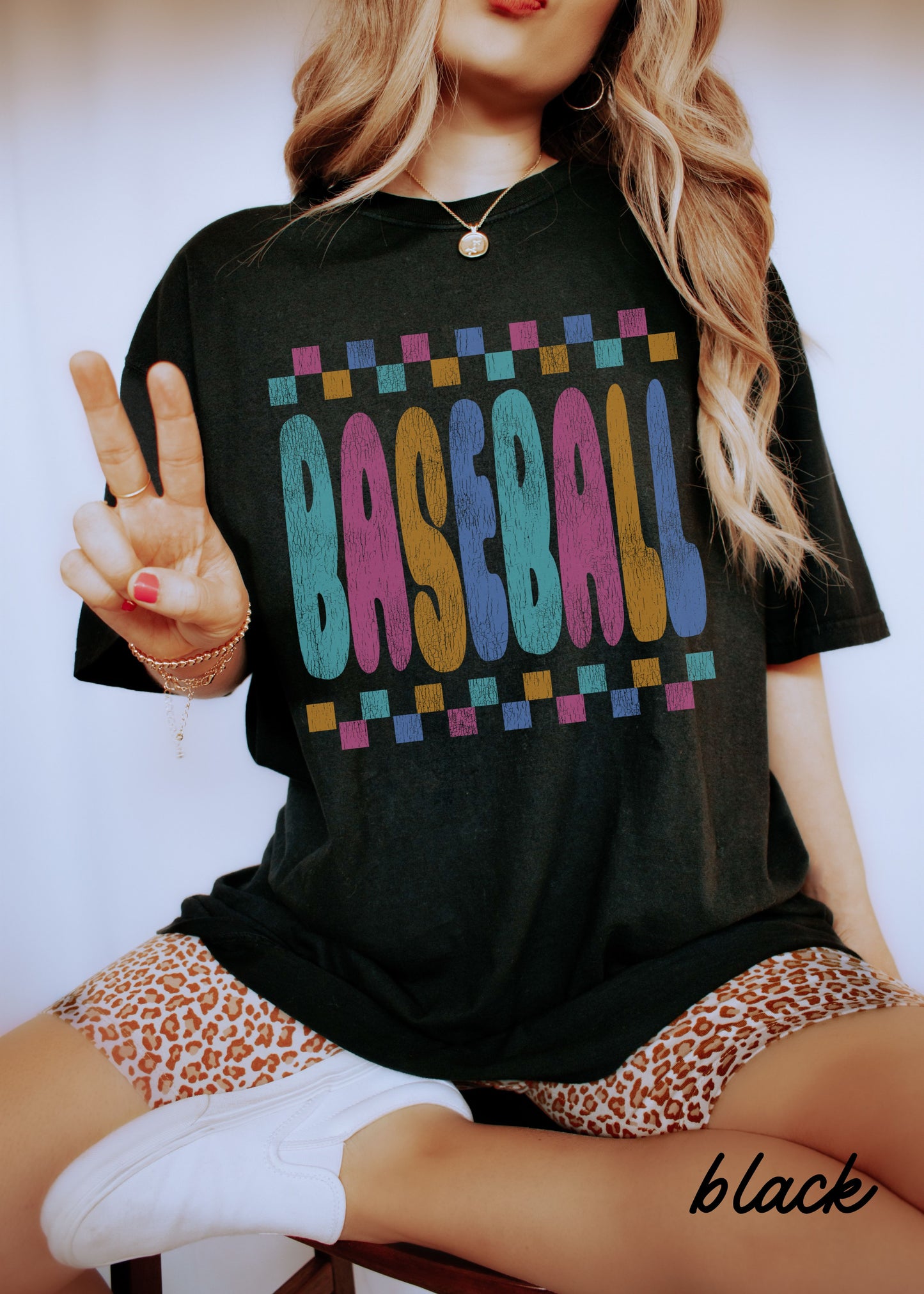 *BASEBALL Checkered Tee *11 Colors (S-4X)