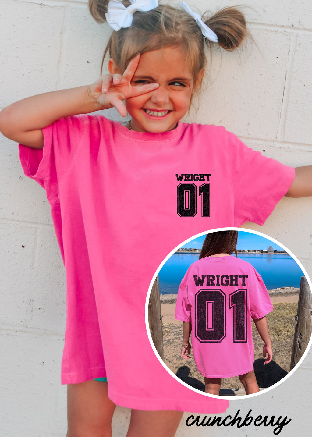 *Youth PERSONALIZED Name and Number Back Print Tee *8 Colors (XS-XL)
