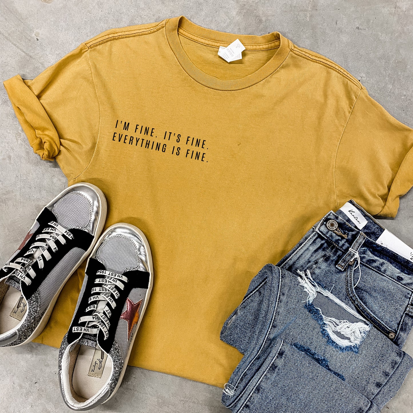 Pre Order: Everything is Fine Tee *MUSTARD (S-3X)