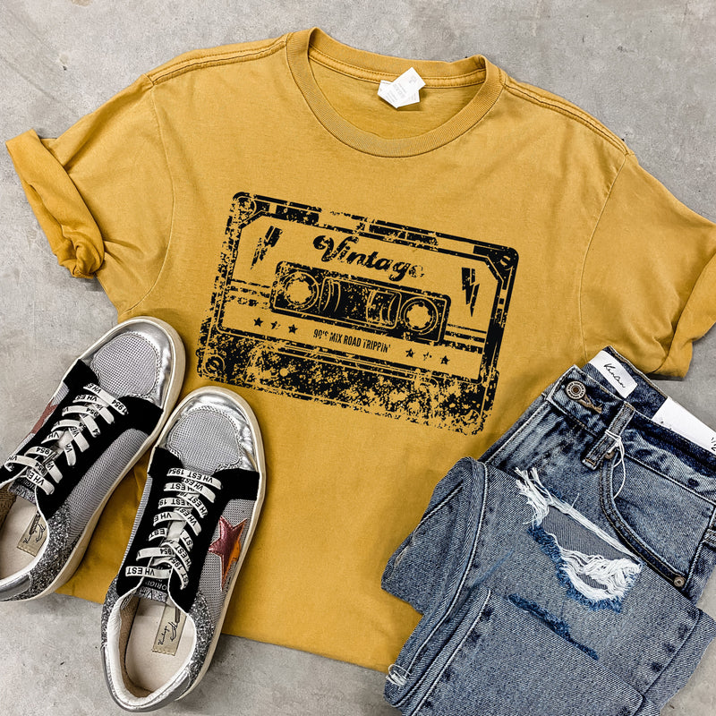 Pre Order: Vintage Tape Tee *MUSTARD (S-3X)