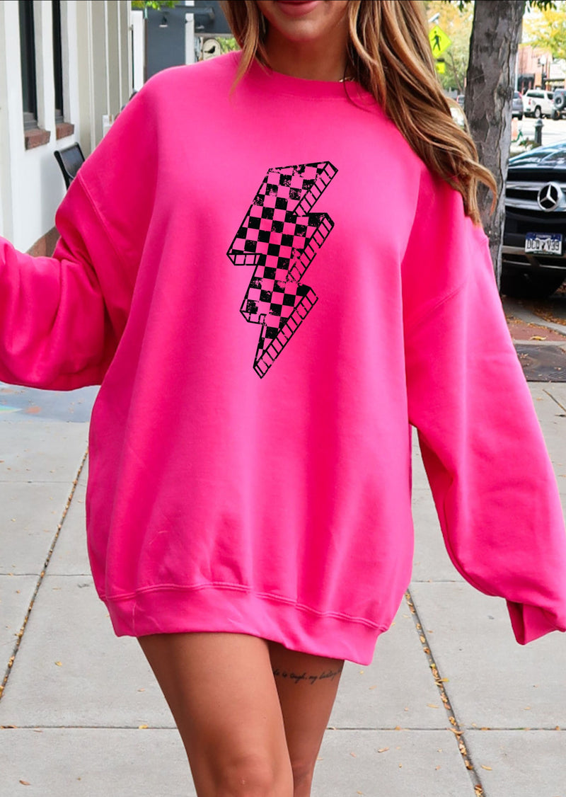 PRE-ORDER: Checkered Bolt *Hot Pink (S-3X)