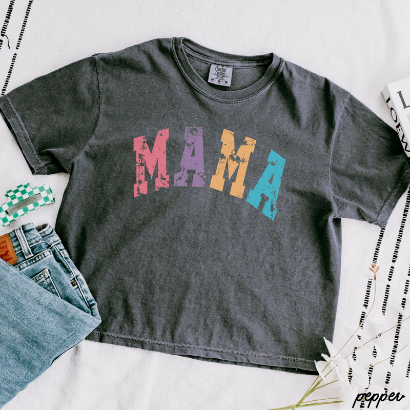 *COLORFUL Mama University CROP Tee *3 Colors (S-2X)
