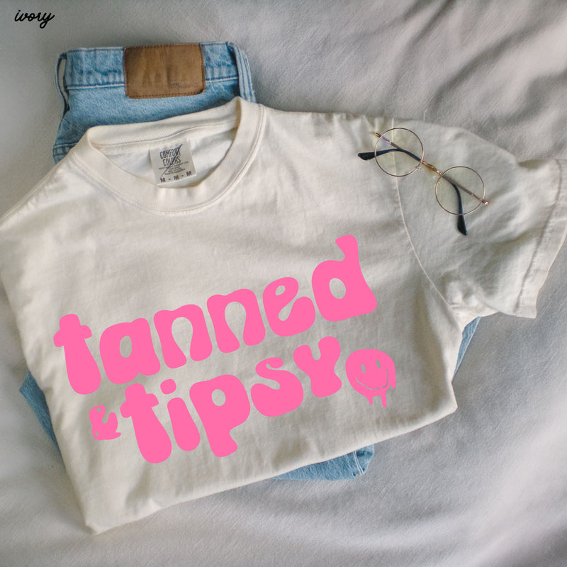 PRE-ORDER: Tanned & Tipsy Tee *10 Colors (S-3X)