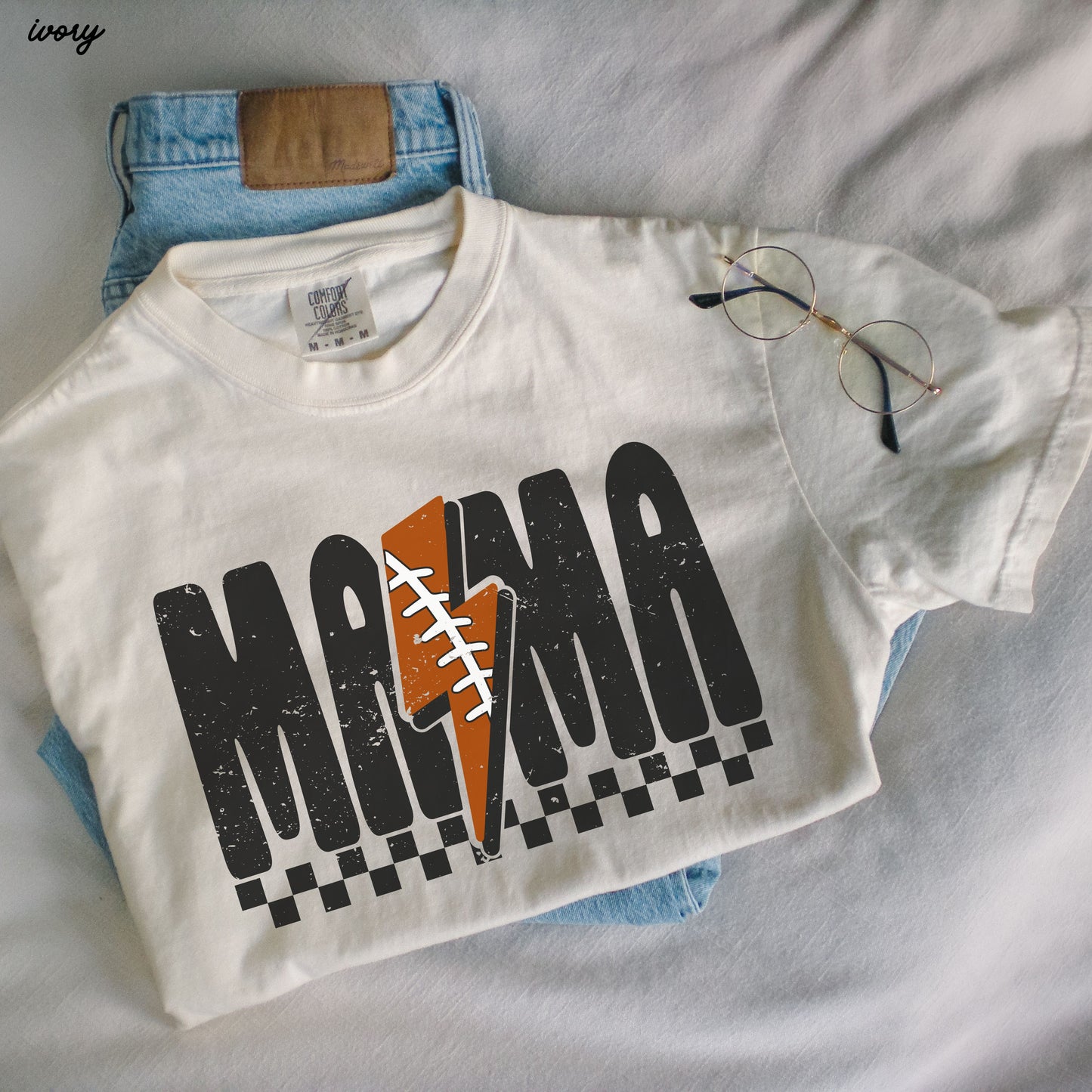 *Mama Football Lightning Bolt Tee *12 Colors (S-3X)