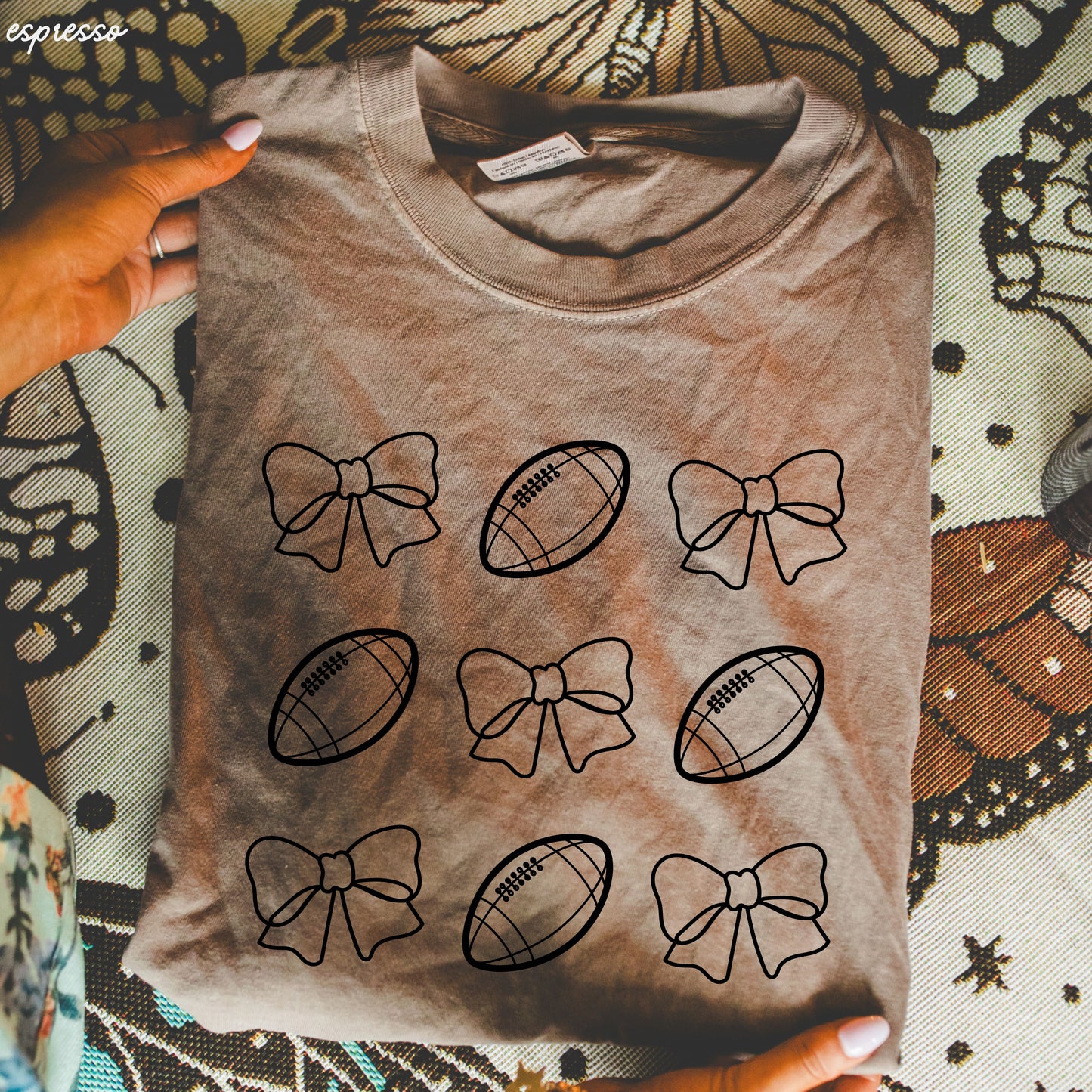 Football Bow Coquette Rows Tee *12 Colors (S-3X)