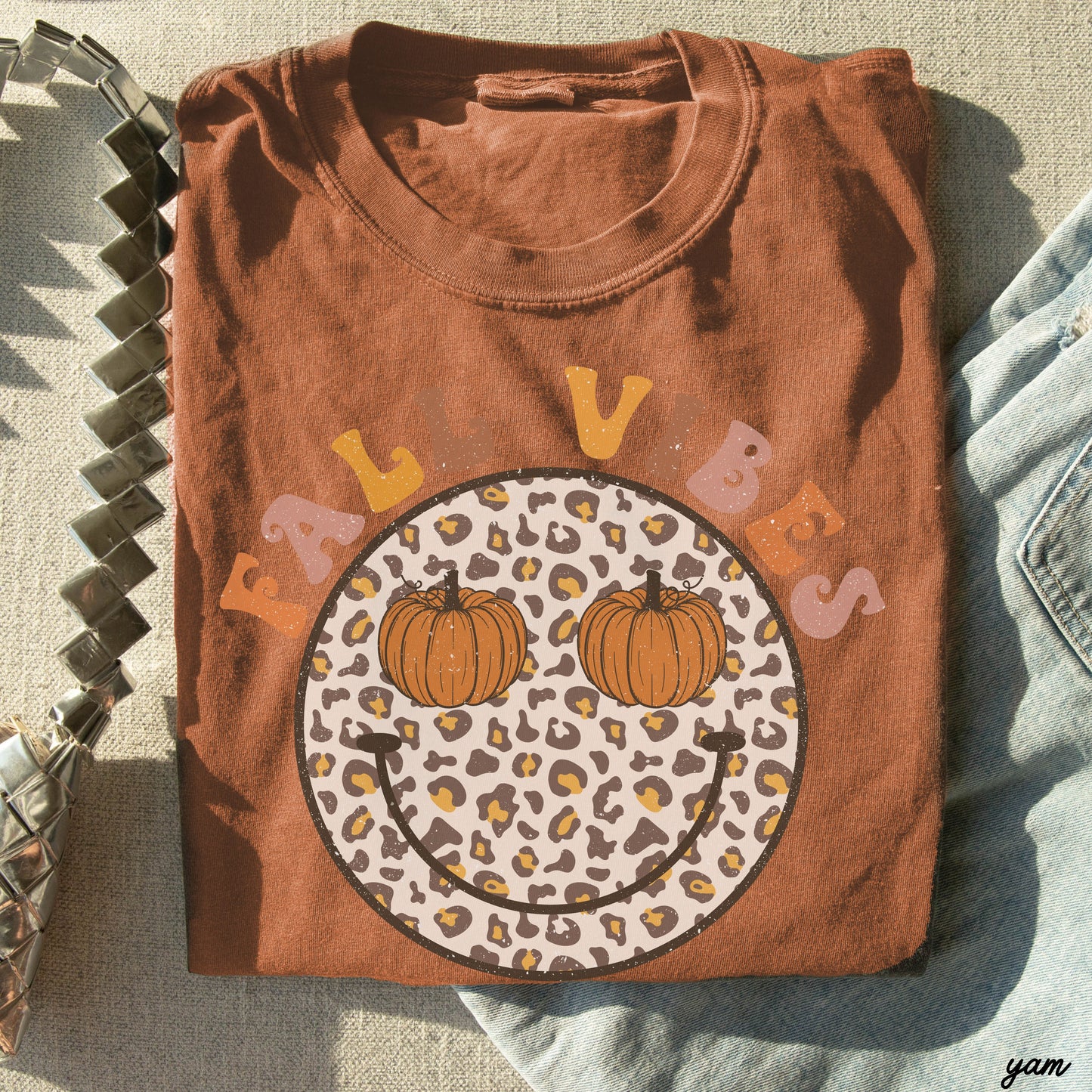 *Fall Vibes Happy Face Tee *6 Colors (S-3X)