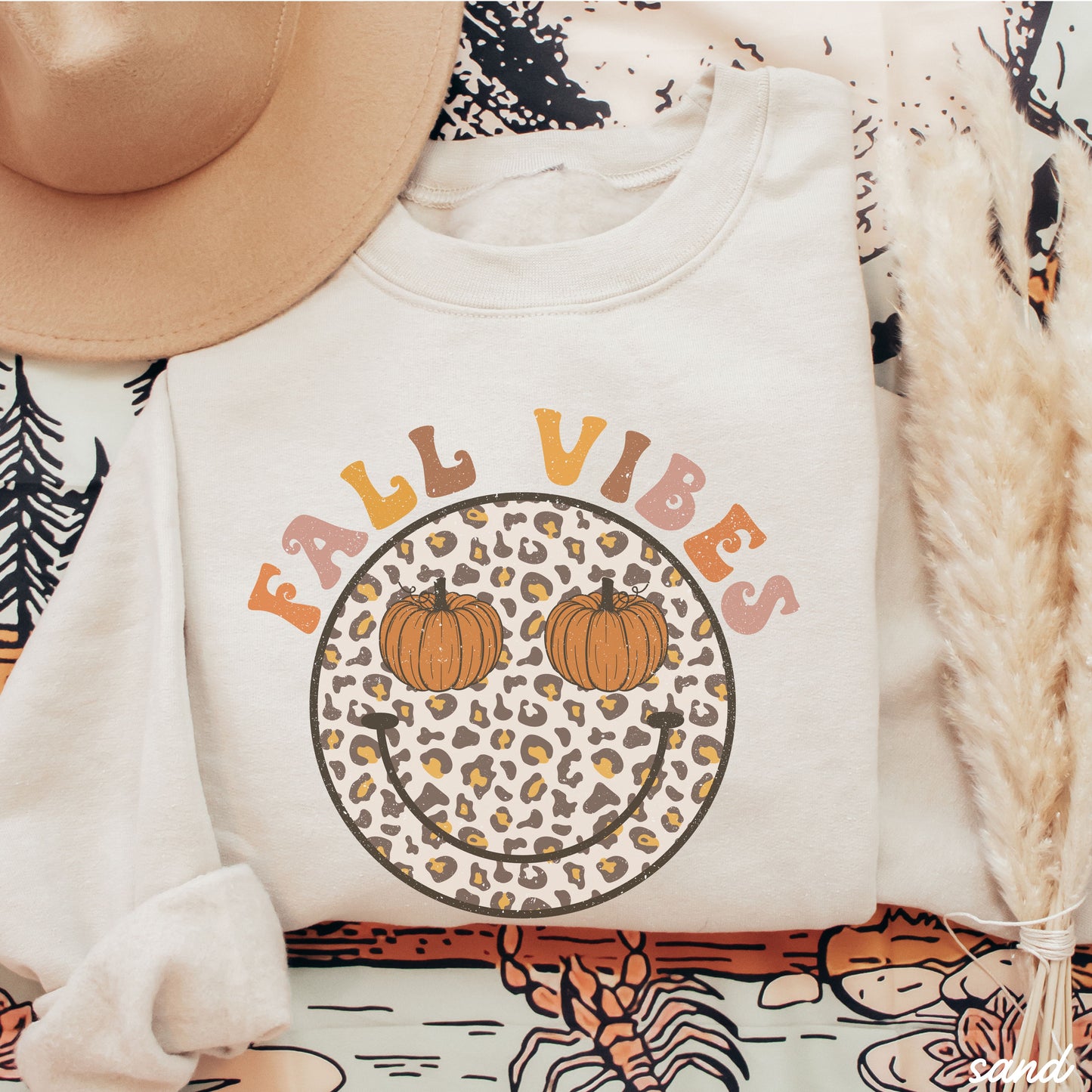 *Fall Vibes Happy Face Sweatshirt *4 Colors (S-3X)