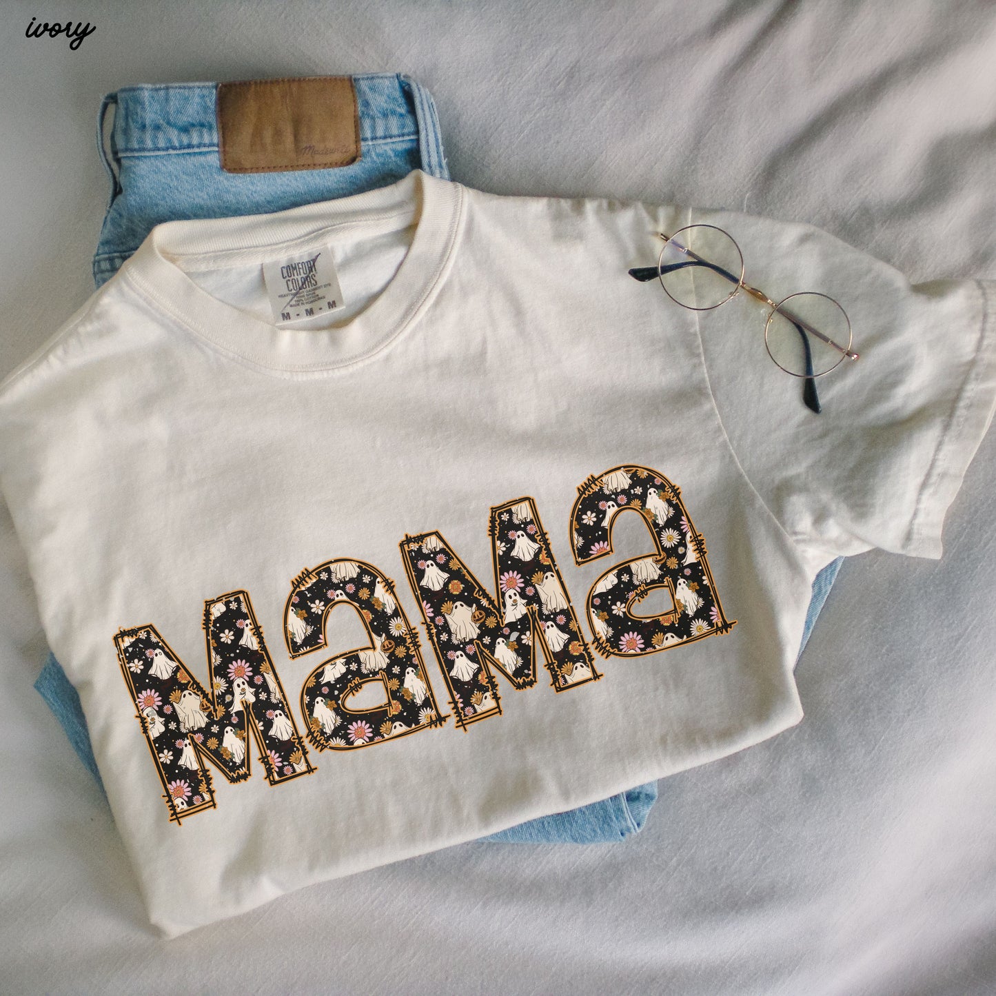 *Mama Ghost Print Tee *10 Colors (S-3X)