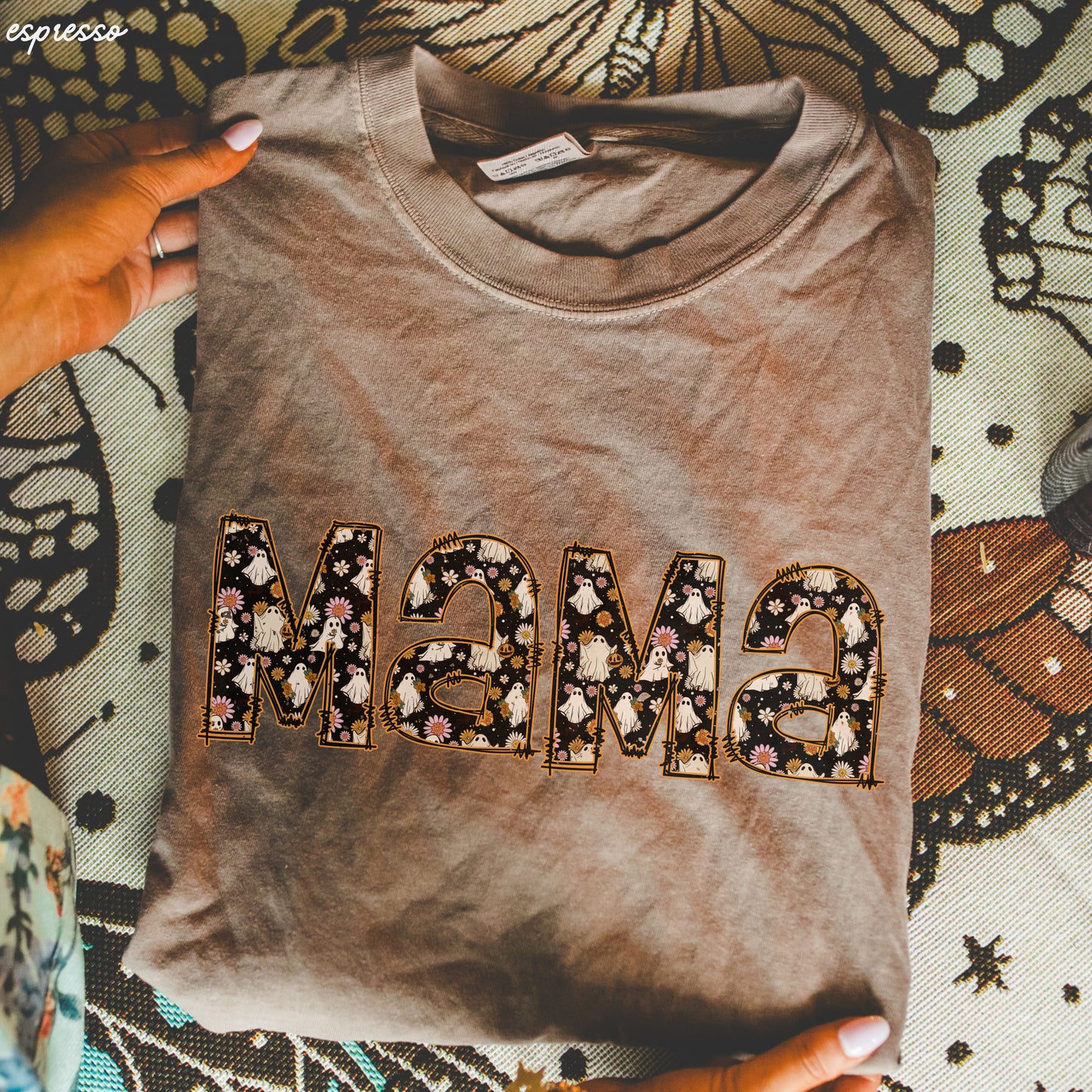 *Mama Ghost Print Tee *10 Colors (S-3X)