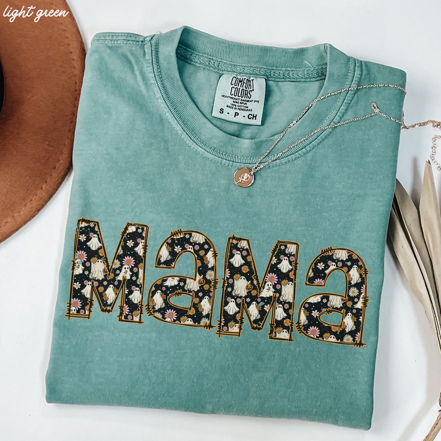 *Mama Ghost Print Tee *10 Colors (S-3X)