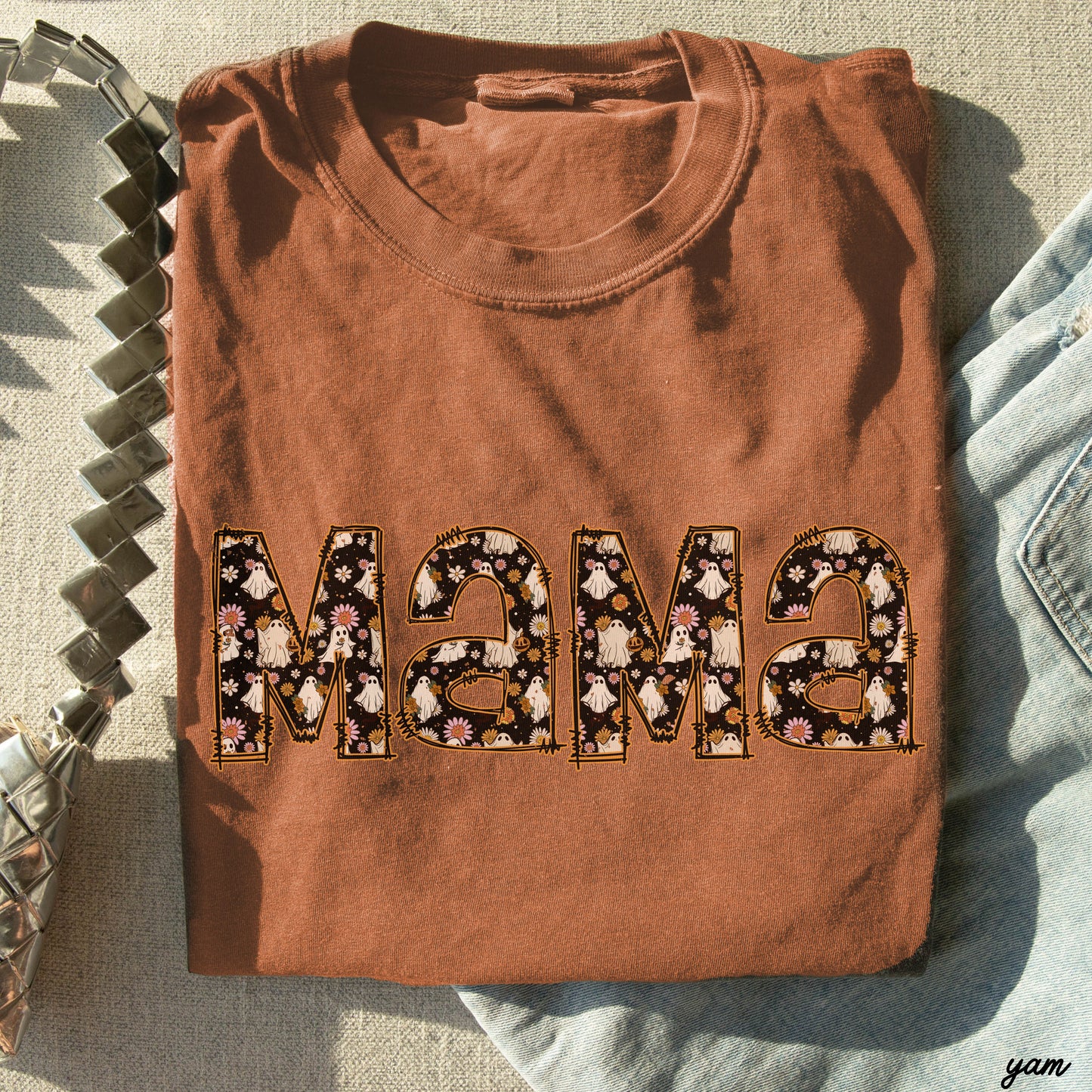 *Mama Ghost Print Tee *10 Colors (S-3X)