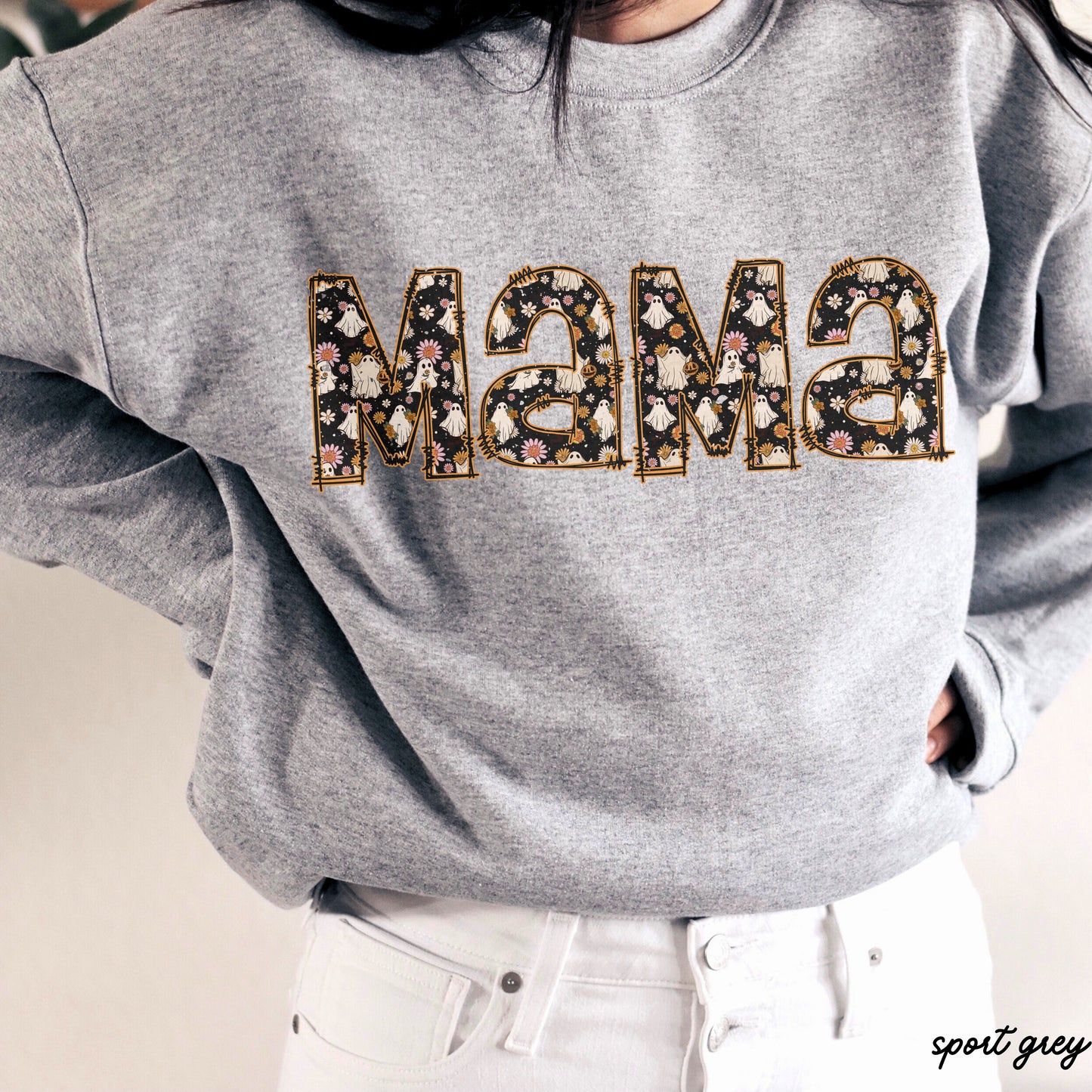 *Mama Ghost Print Sweatshirt *6 Colors (S-3X)