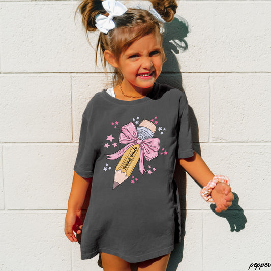 *YOUTH Personalized GRADE Pencil Coquette Tee *8 Colors (S-3X)