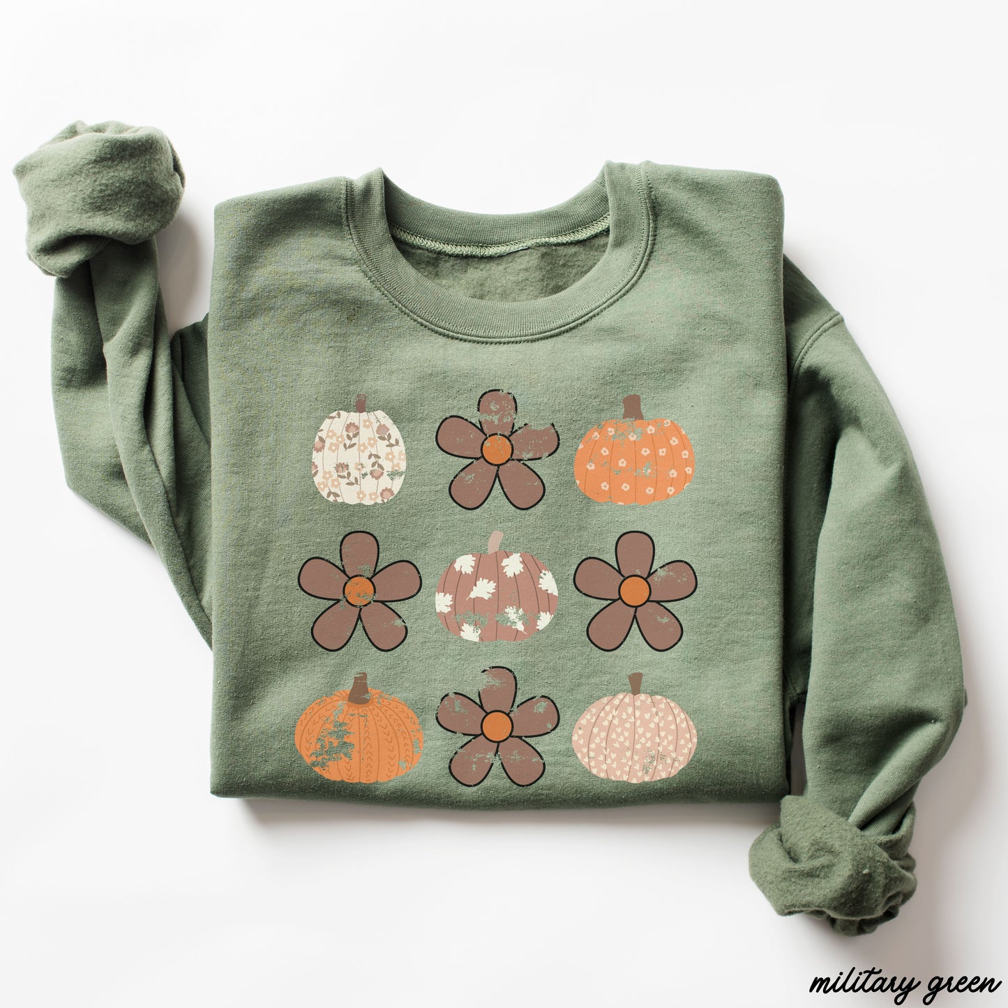*Floral Pumpkin Rows Sweatshirt *5 Colors (S-3X)