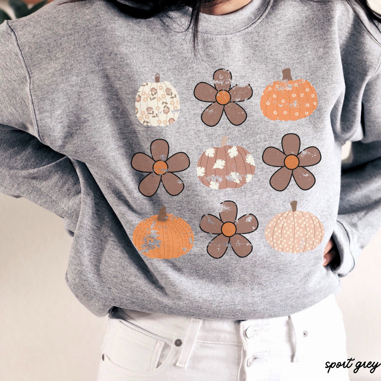 *Floral Pumpkin Rows Sweatshirt *5 Colors (S-3X)