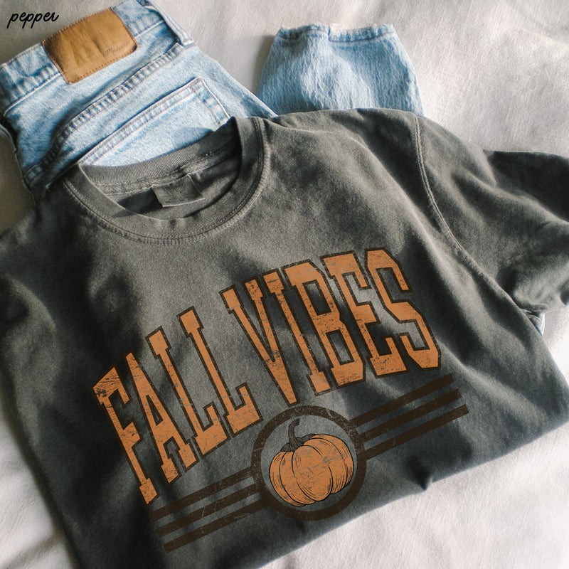 *Fall Vibes Pumpkin University Tee *6 Colors