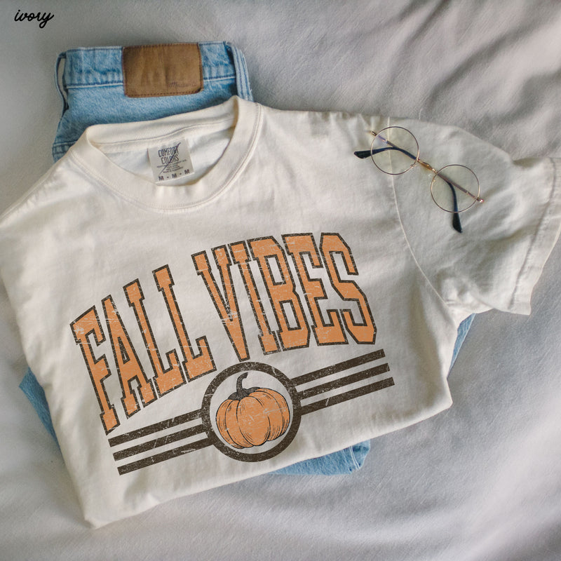 *Fall Vibes Pumpkin University Tee *6 Colors