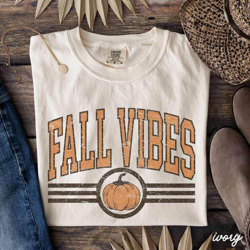 *Fall Vibes Pumpkin University Tee *6 Colors