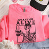 Pre-Order: Staying Alive Skeleton Coffee Sweatshirt *6 Colors (S-3X)