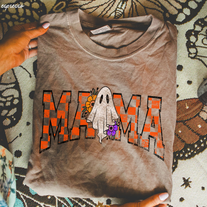 *Checkered Mama Ghost Tee *7 Colors (S-3X)