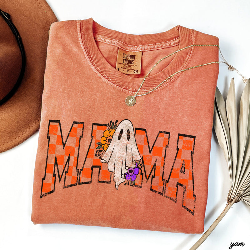 *Checkered Mama Ghost Tee *7 Colors (S-3X)