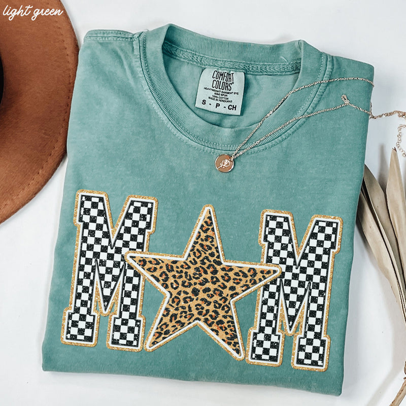 *Checkered Star Mom Tee *7 Colors (S-3X)