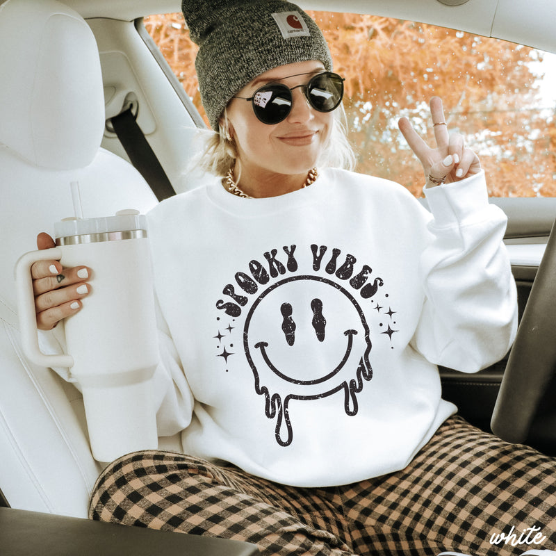 Pre-Order: Spooky Vibes Happy Face Sweatshirt *6 Colors (S-3X)