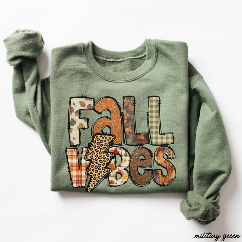 *Fall Vibes Lightning Bolt Brown Sweatshirt *5 Colors (S-3X)