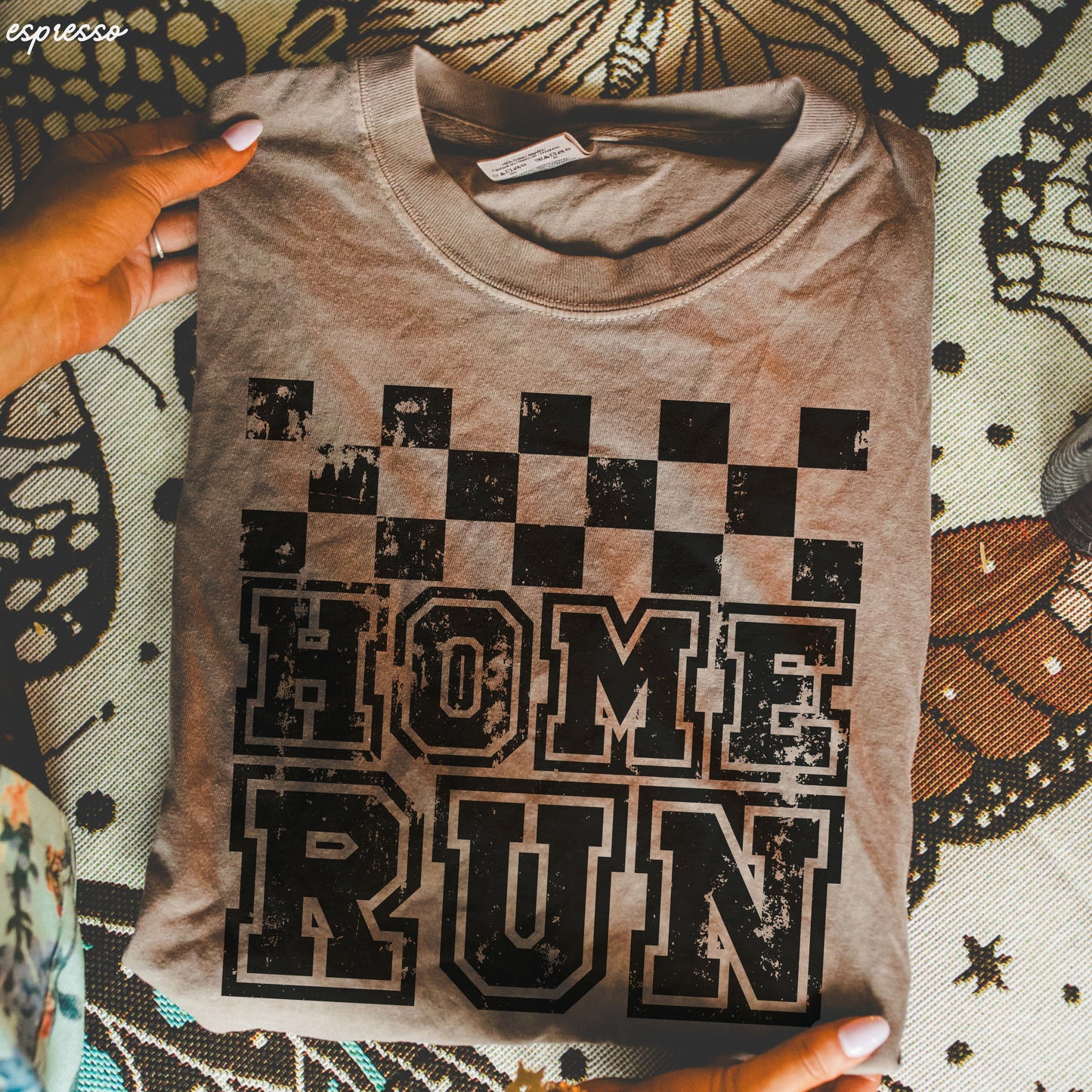Home Run Checkered Tee *13 Colors (S-3X)