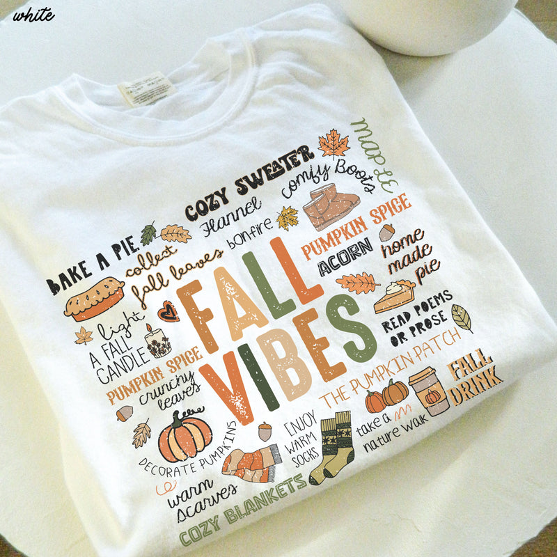 *Fall Vibes Collage Tee *8 Colors (S-3X)