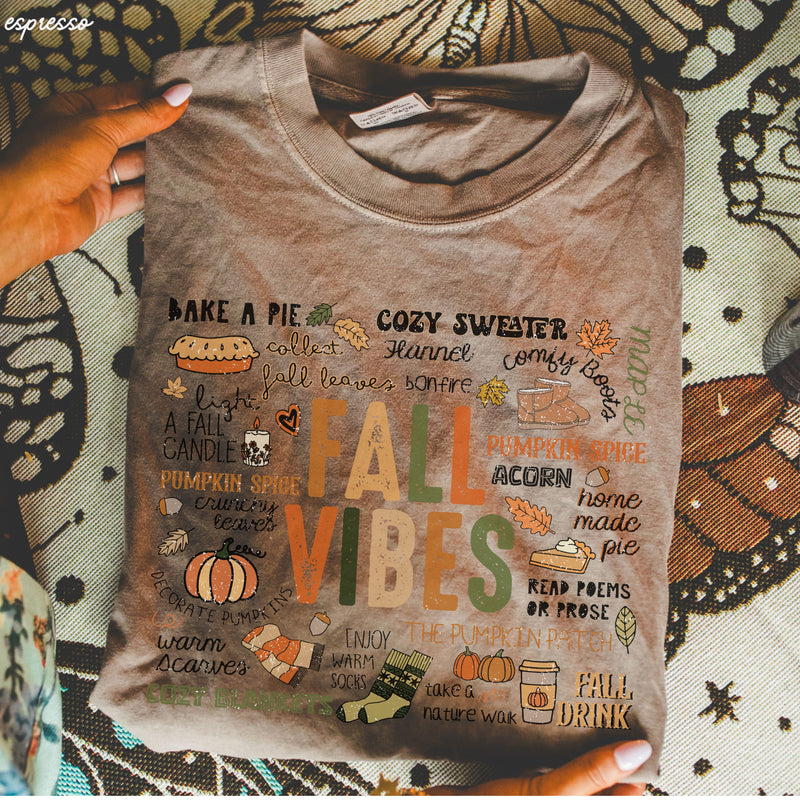 *Fall Vibes Collage Tee *8 Colors (S-3X)