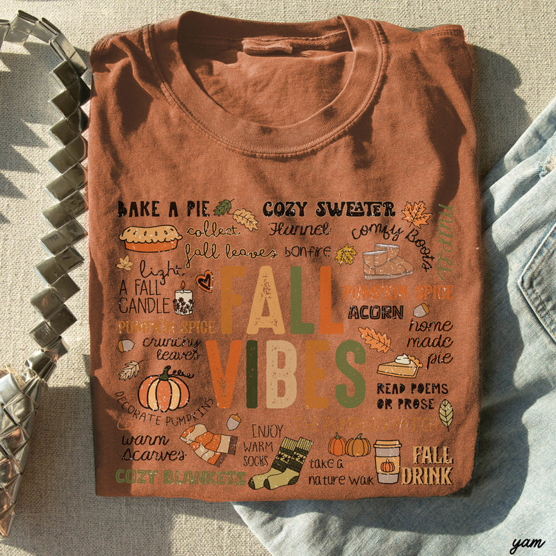 *Fall Vibes Collage Tee *8 Colors (S-3X)