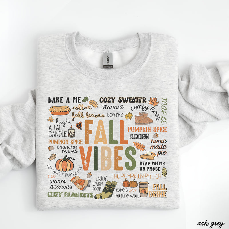 *Fall Vibes Collage Sweatshirt *5 Colors (S-3X)