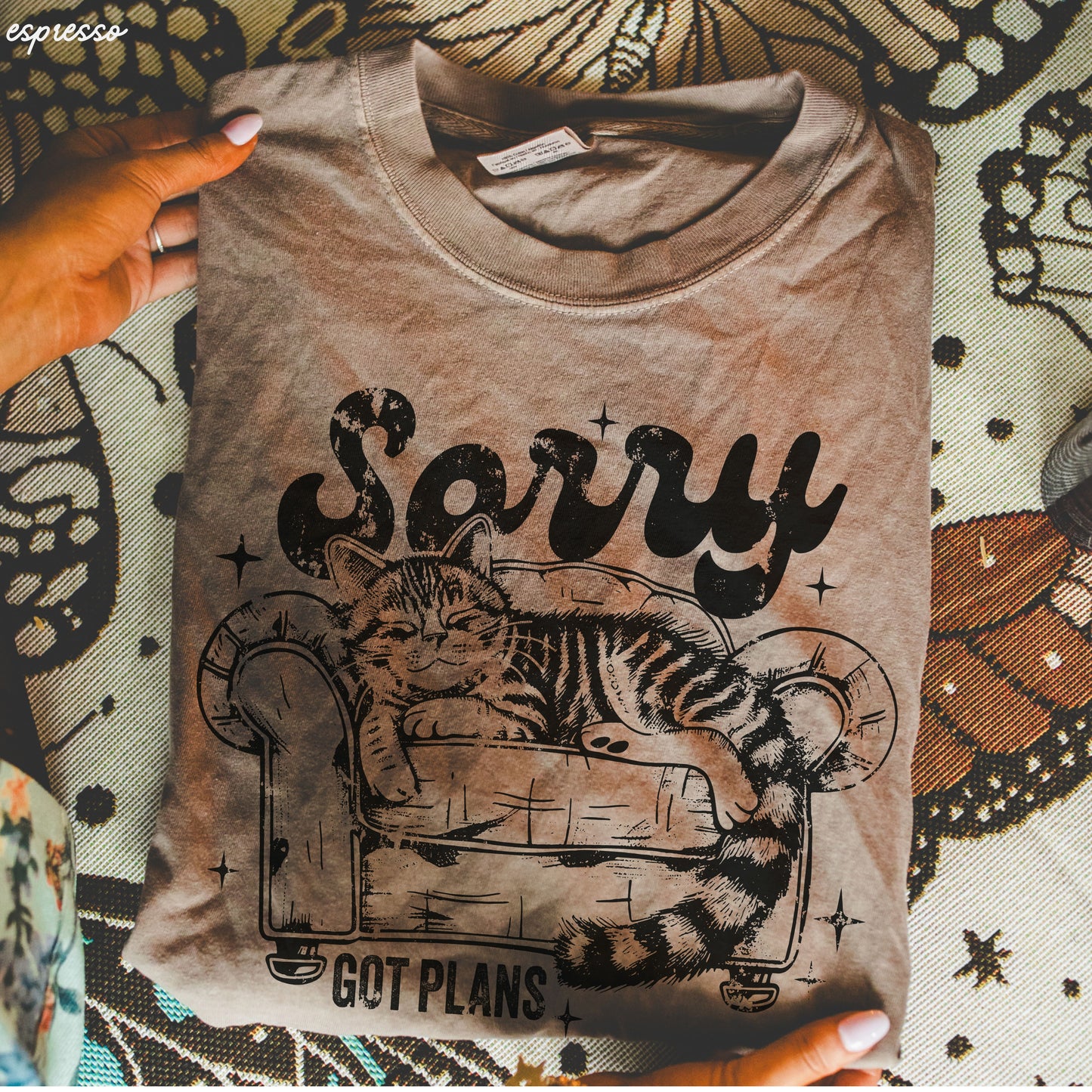 PRE-ORDER: Sorry I've Got Plans Cat Tee *11 Colors (S-3X)