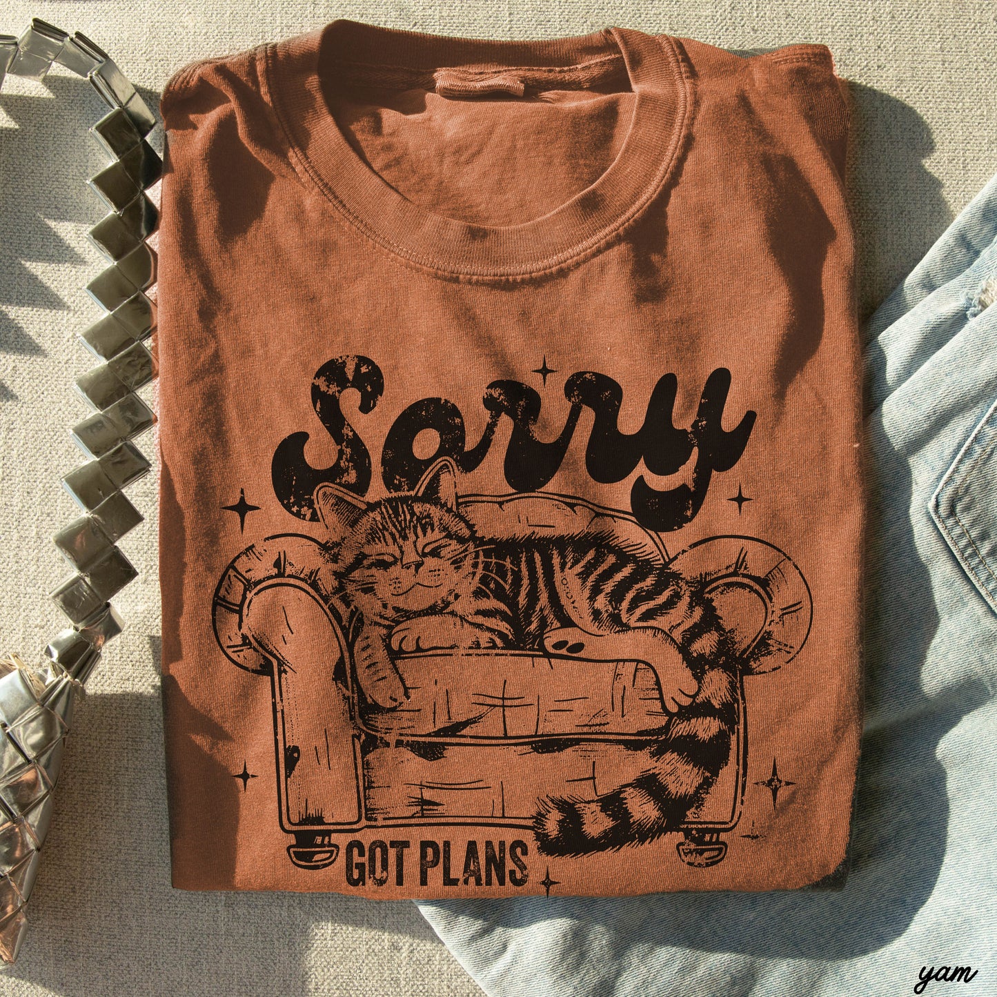 PRE-ORDER: Sorry I've Got Plans Cat Tee *11 Colors (S-3X)