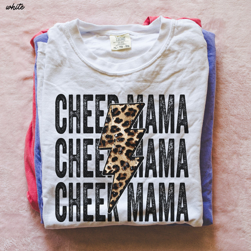 Pre-Order: Cheer Mama Leopard Bolt Tee *14 Colors (S-3X)