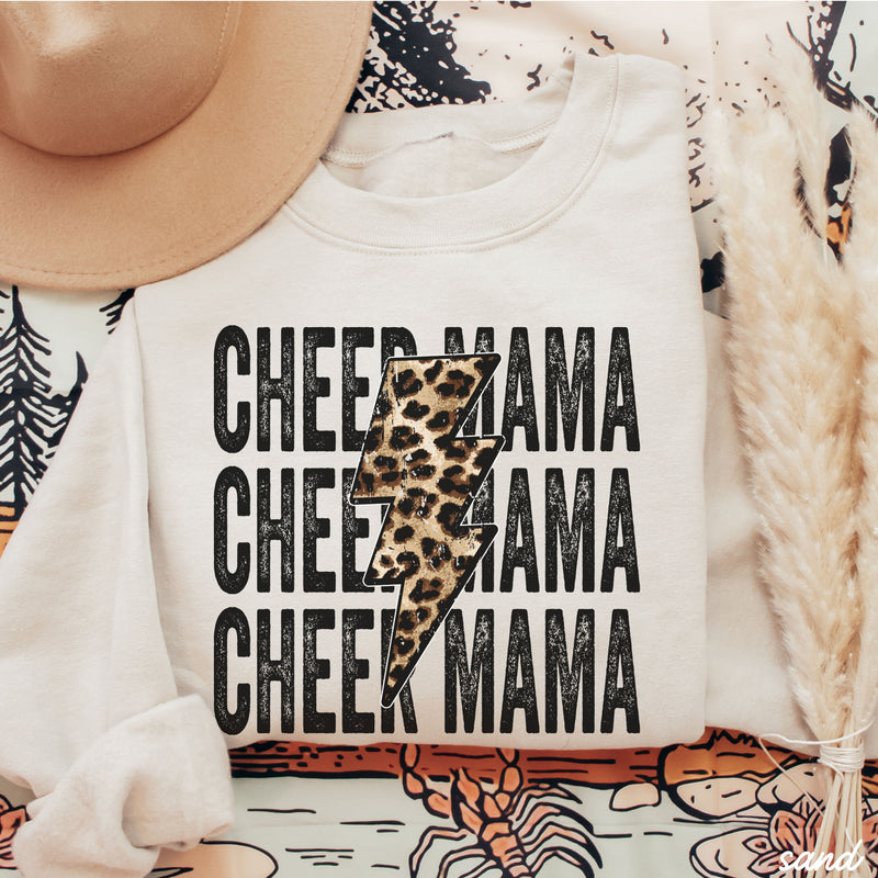 PRE-ORDER: Cheer Mama Leopard Bolt Sweatshirt *6 Colors (S-3X)